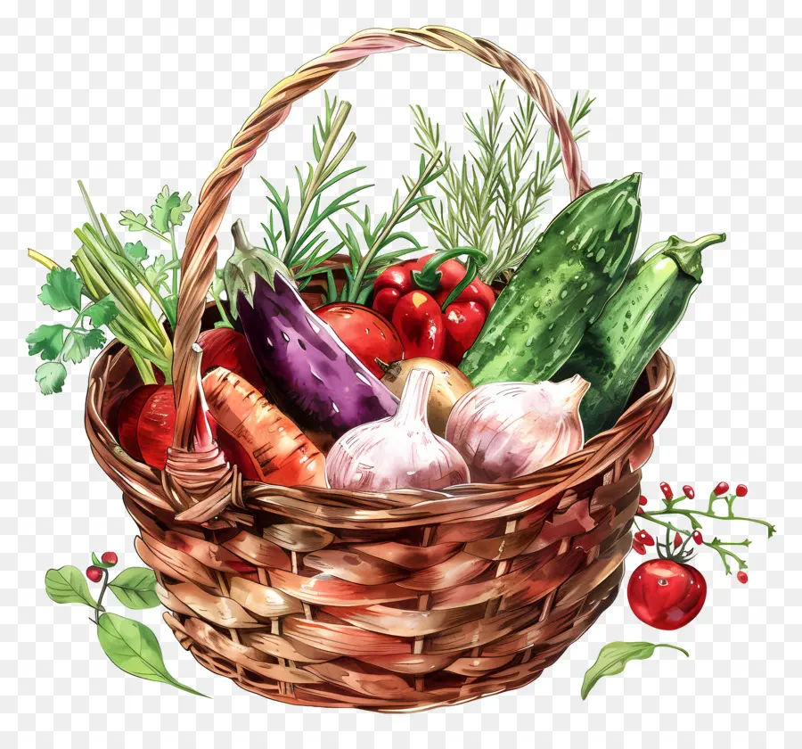 Panier Avec Légumes，Panier De Légumes PNG