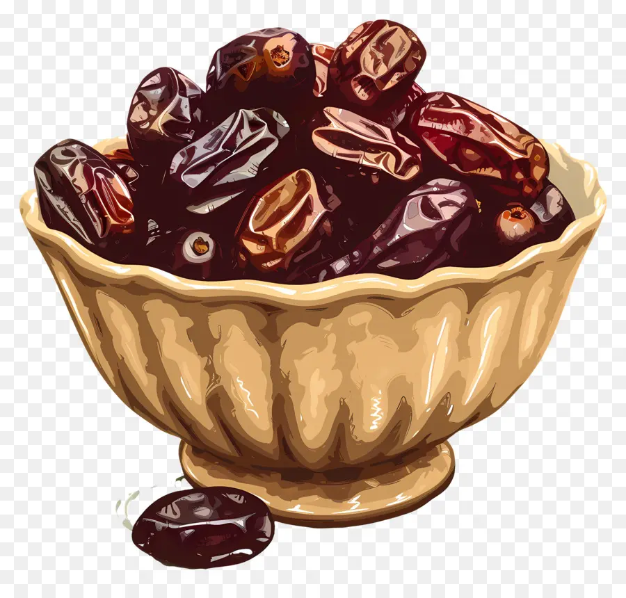 Dates Dans Le Bol，Raisins Secs PNG