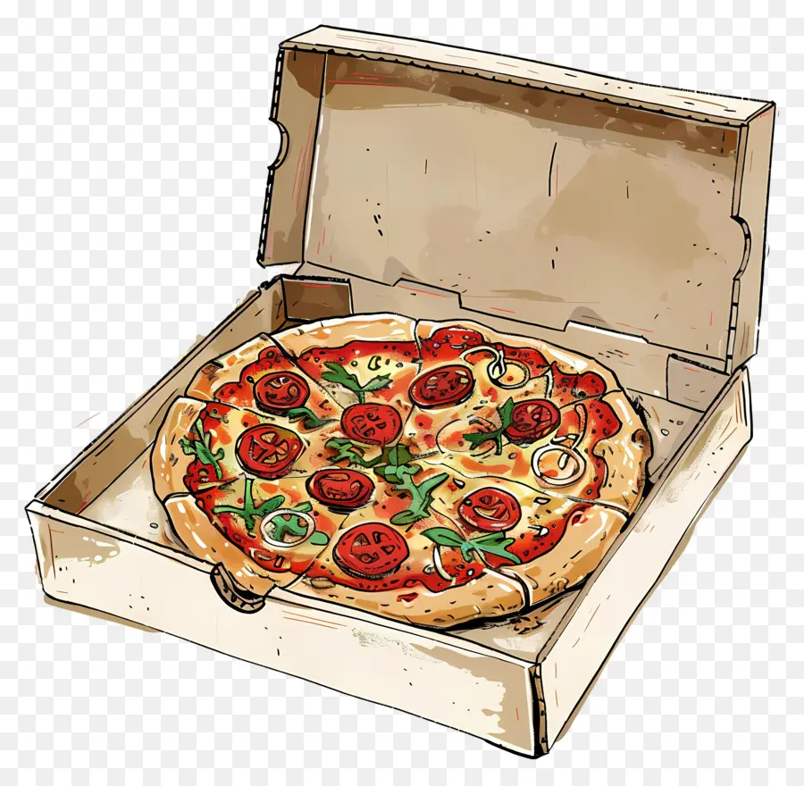 Pizza En Boîte，Pizza PNG