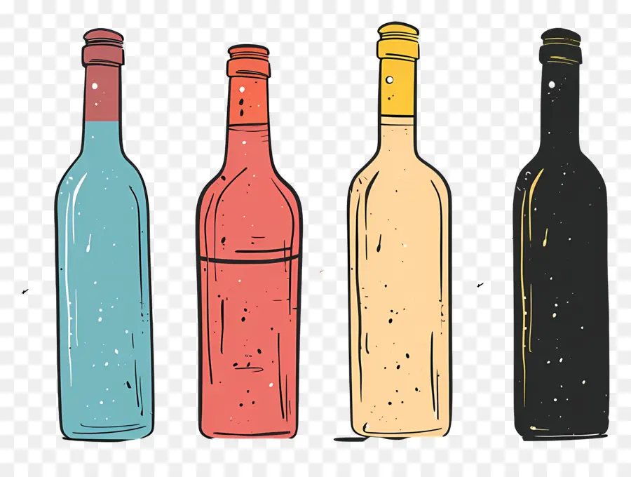 Bouteille De Grand Cru，Coloré Bouteilles PNG