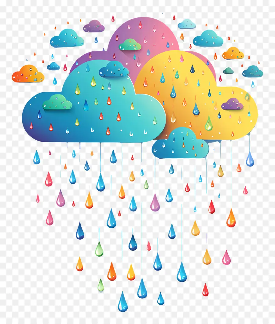 Goutte De Pluie，Nuages ​​colorés PNG