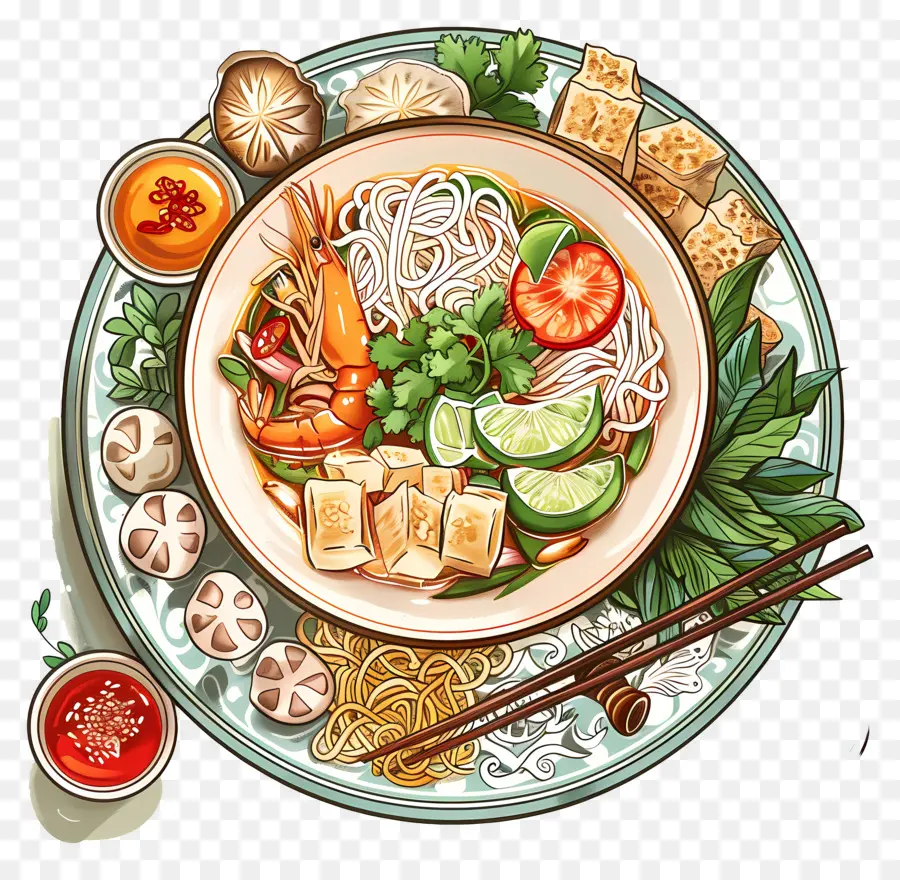 Cuisine Vietnamienne，Plat De Nouilles PNG