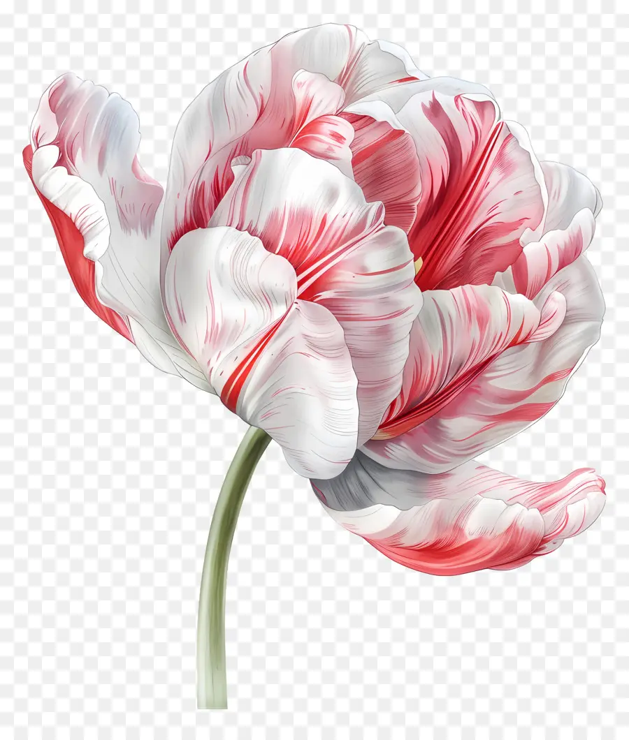 Fleur De Tulipe，Fleur Rouge Et Blanche PNG