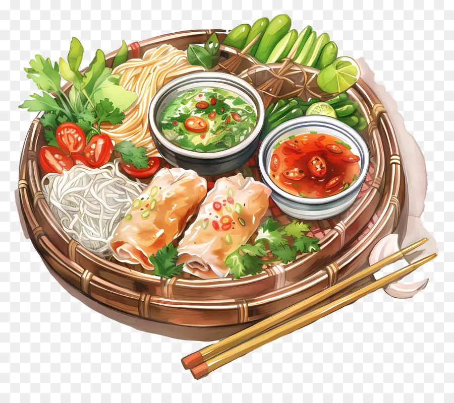 Cuisine Vietnamienne，Plateau De Plats Vietnamiens PNG