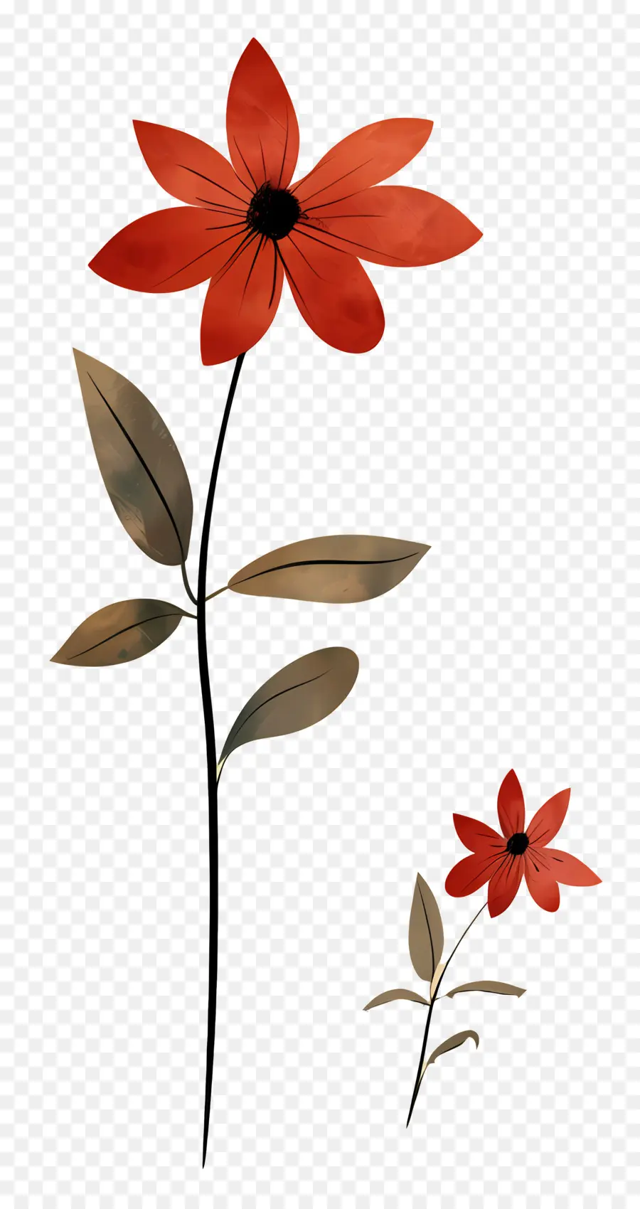 Fleur Rouge，Feuilles PNG