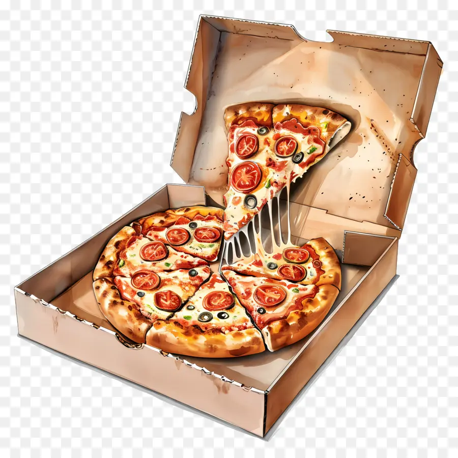 Pizza En Boîte，Pizza PNG