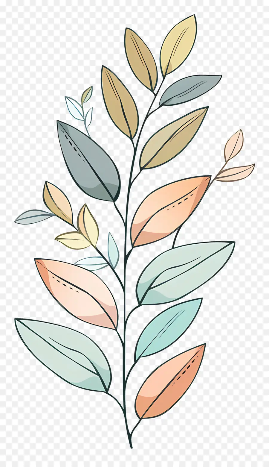 Branche Feuillue，Feuilles Colorées PNG