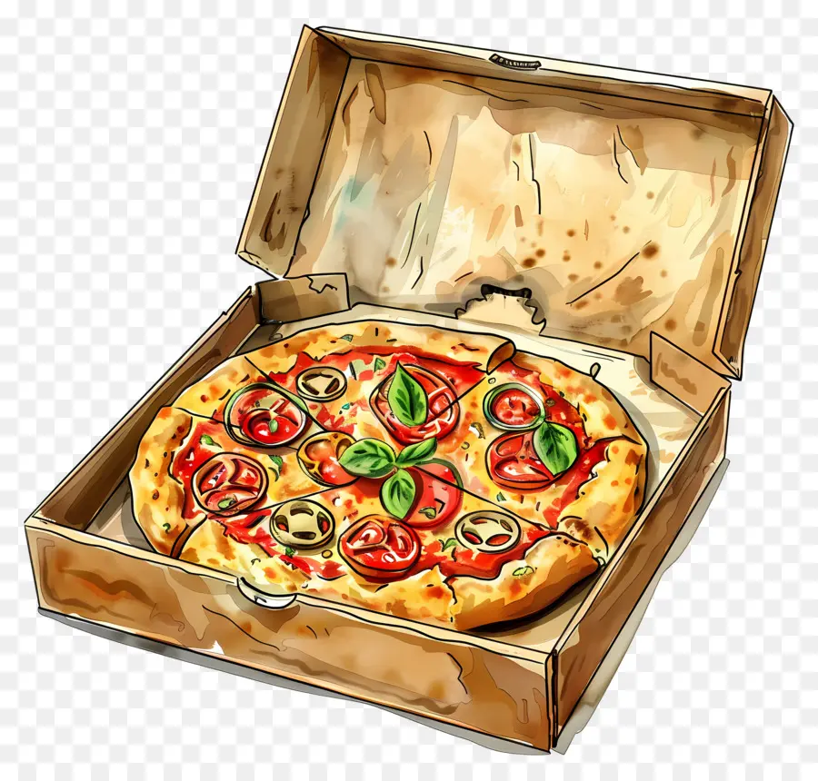 Pizza En Boîte，Pizza PNG