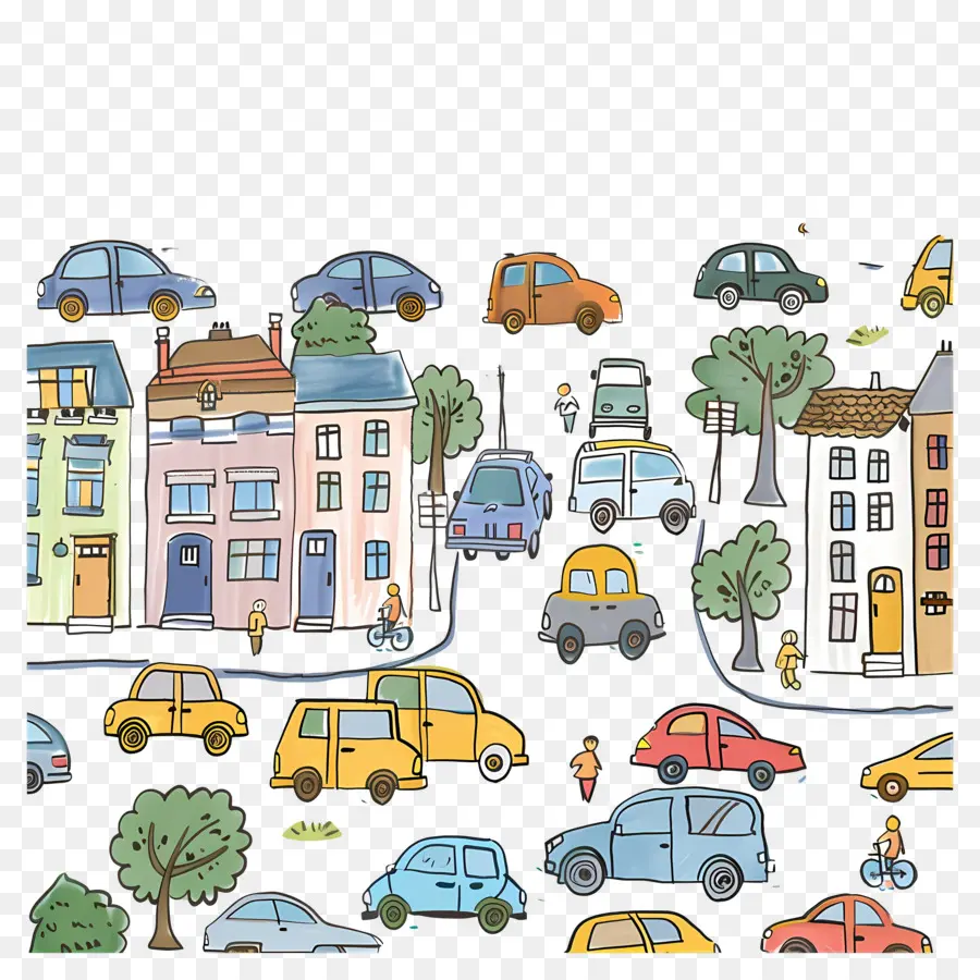 Voitures En Ville，Paysage Urbain PNG