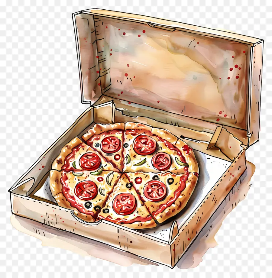 Pizza En Boîte，Pizza PNG