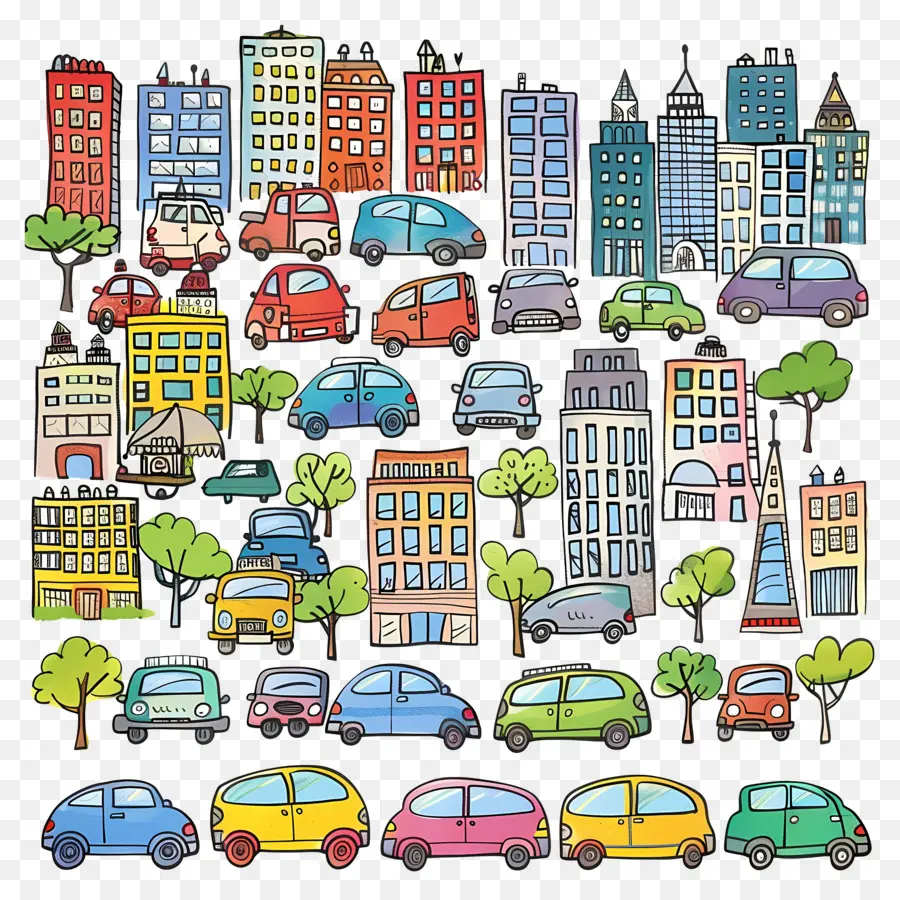 Voitures En Ville，Paysage Urbain PNG