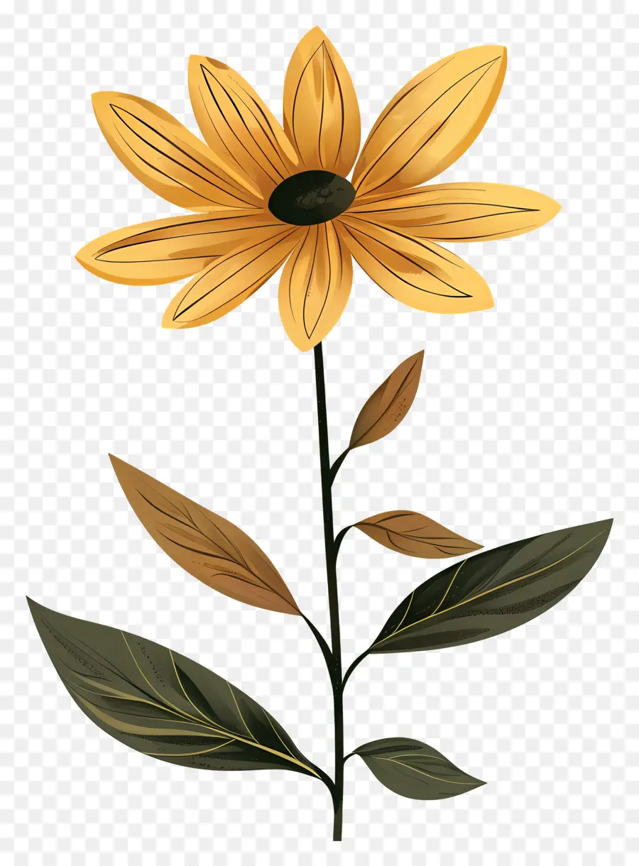 Fleur Jaune，Feuilles PNG