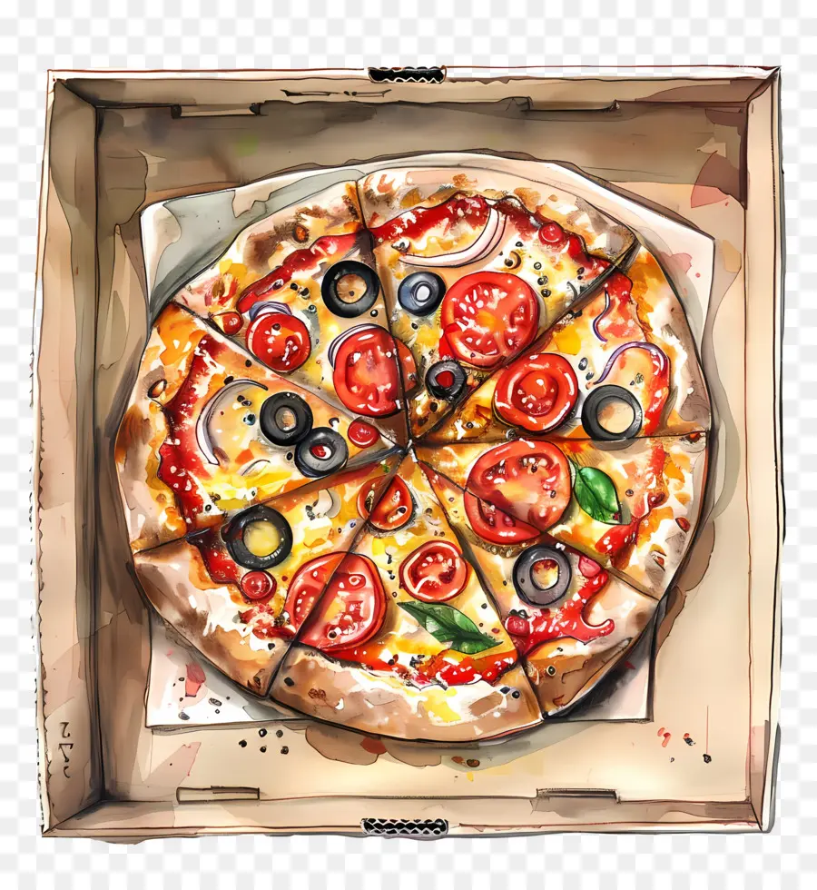 Pizza Dans La Boîte，Pizza PNG