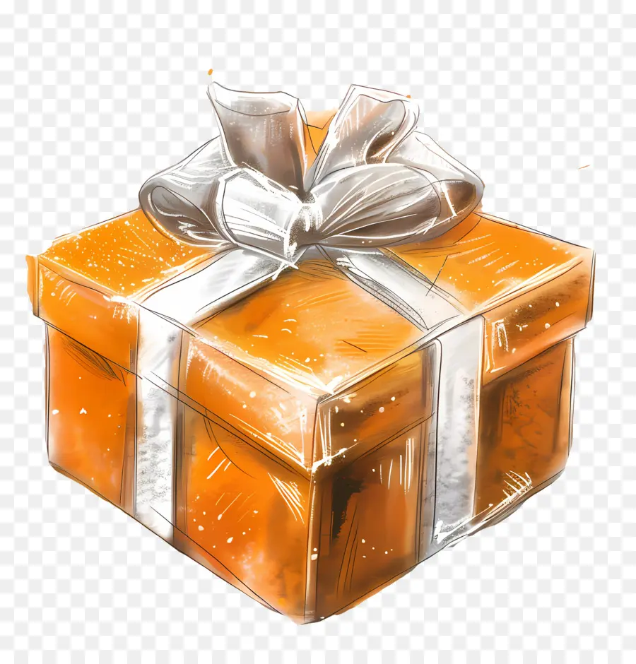 Orange Boîte Cadeau，Boîte Cadeau PNG