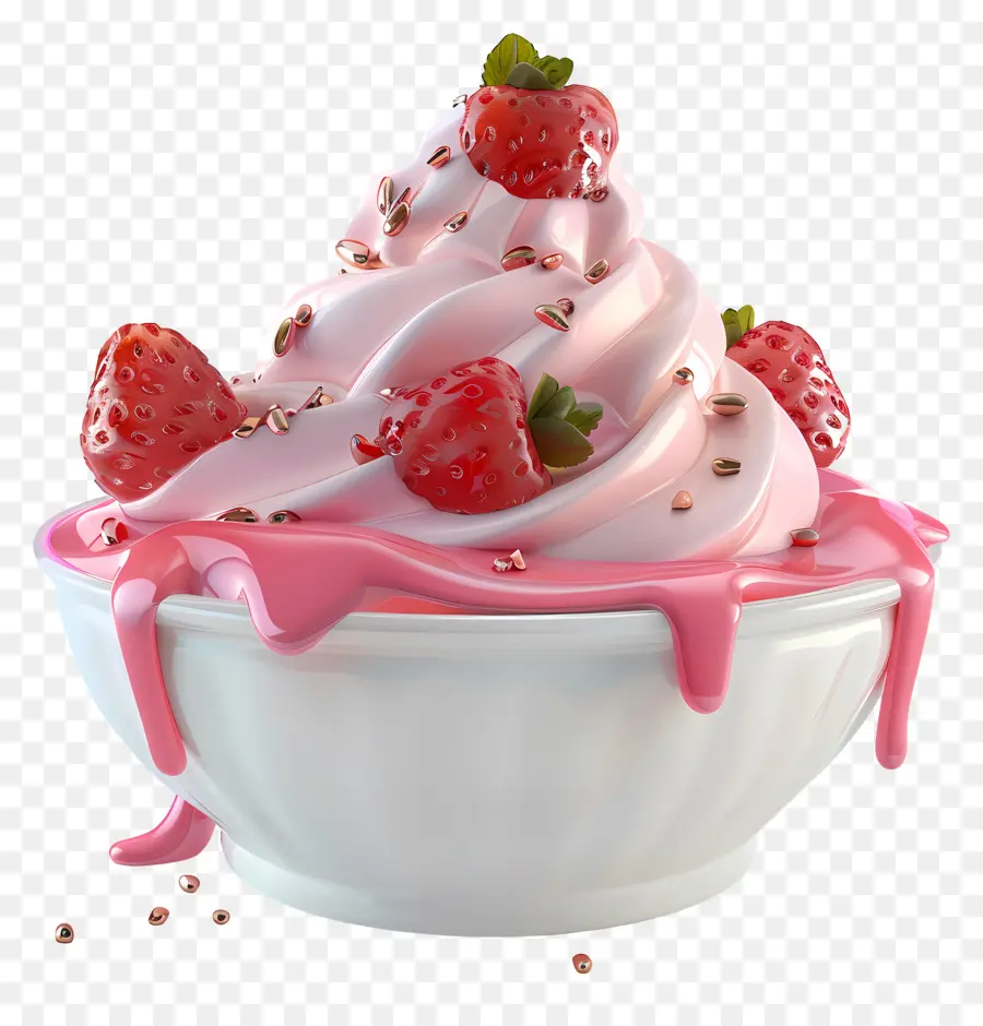 Bol De Pudding，Glace À La Fraise PNG