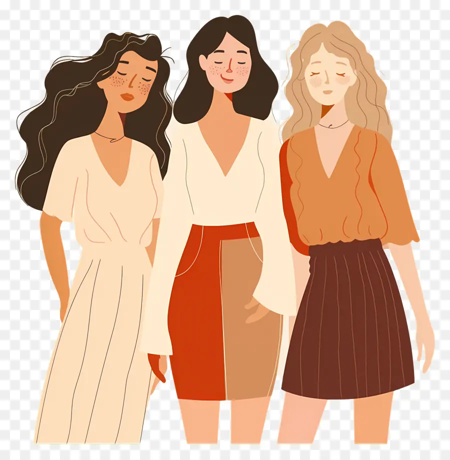 Cartoon Femmes，Trois Femmes PNG