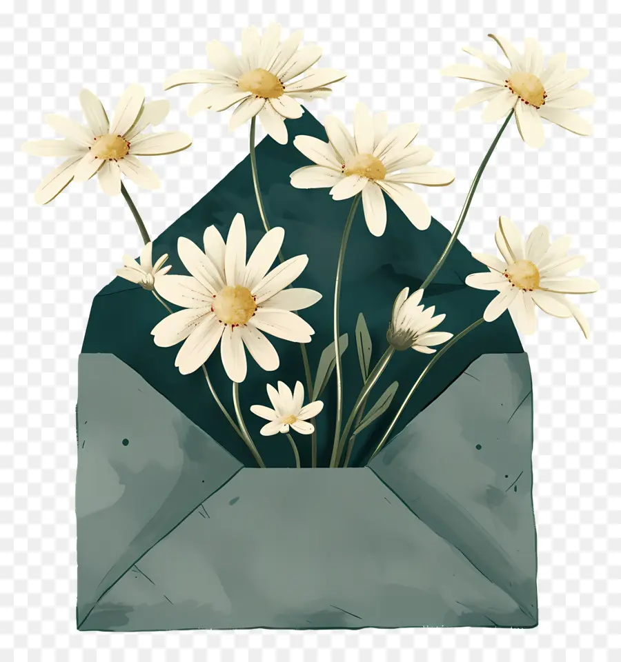 Enveloppe De Marguerites，Enveloppe Avec Des Fleurs PNG