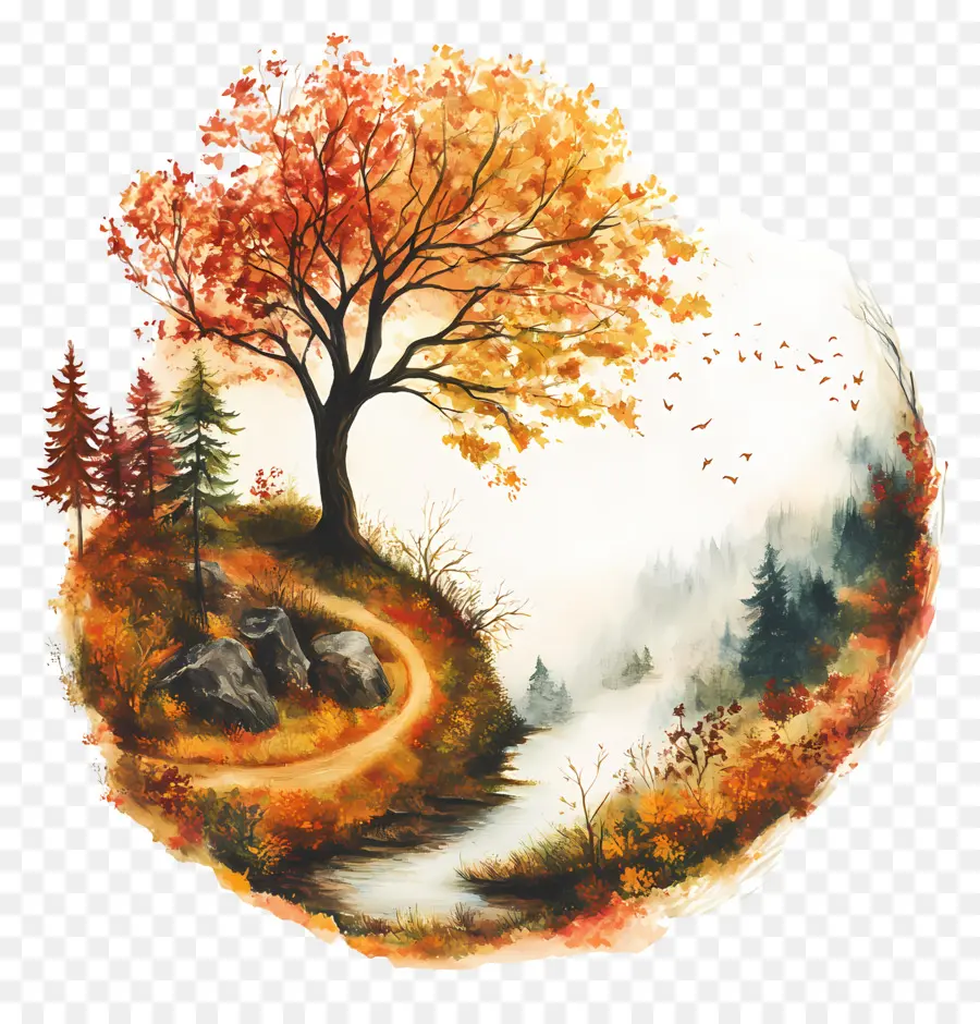 L'automne Commence，Paysage D'automne PNG