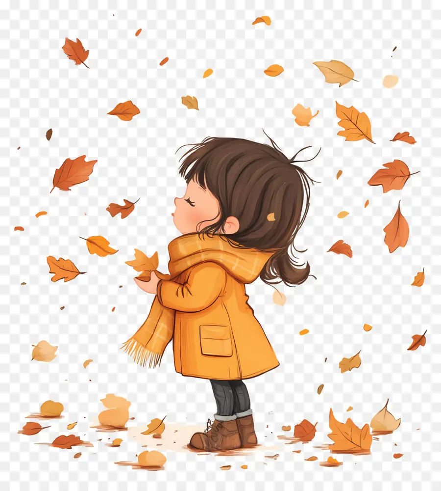 L'automne Commence，Fille Avec Des Feuilles D'automne PNG