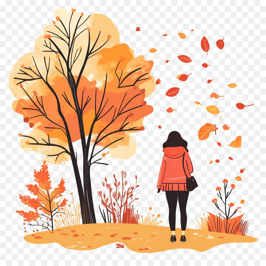 L'automne Commence，Fille En Automne PNG