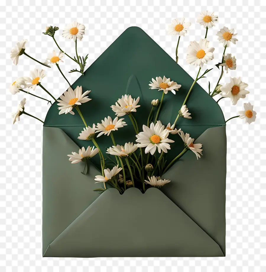 Enveloppe De Marguerites，Fleurs Dans Une Enveloppe PNG