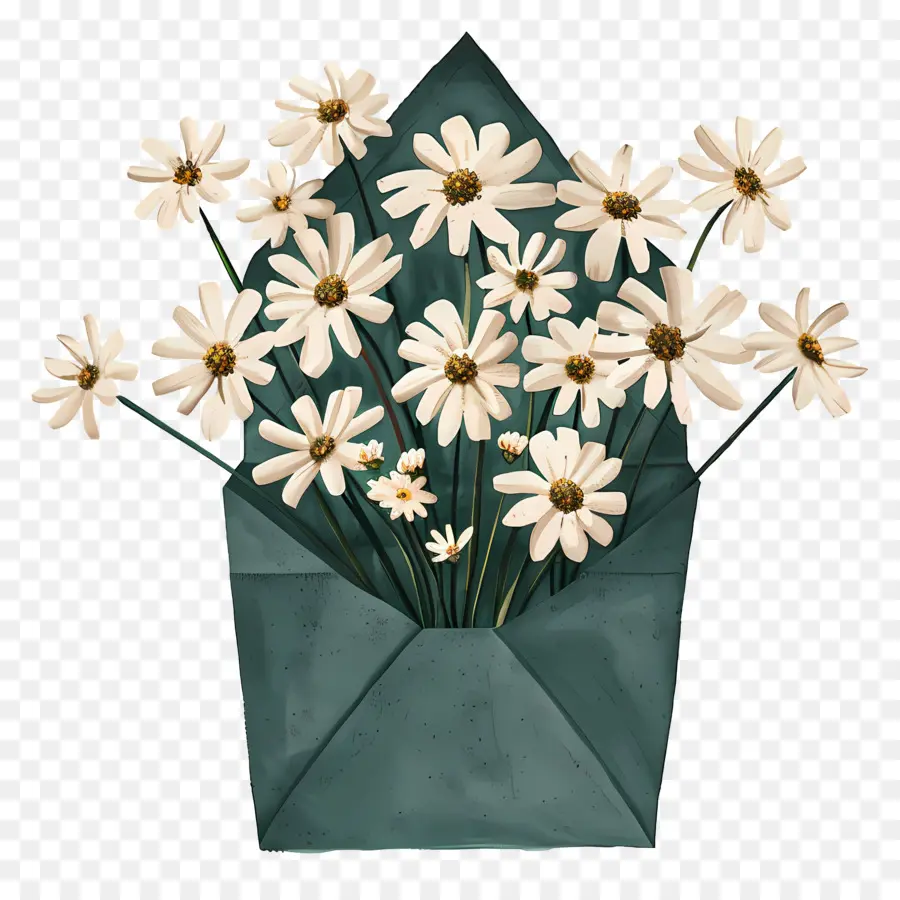 Enveloppe De Marguerites，Enveloppe Avec Des Fleurs PNG