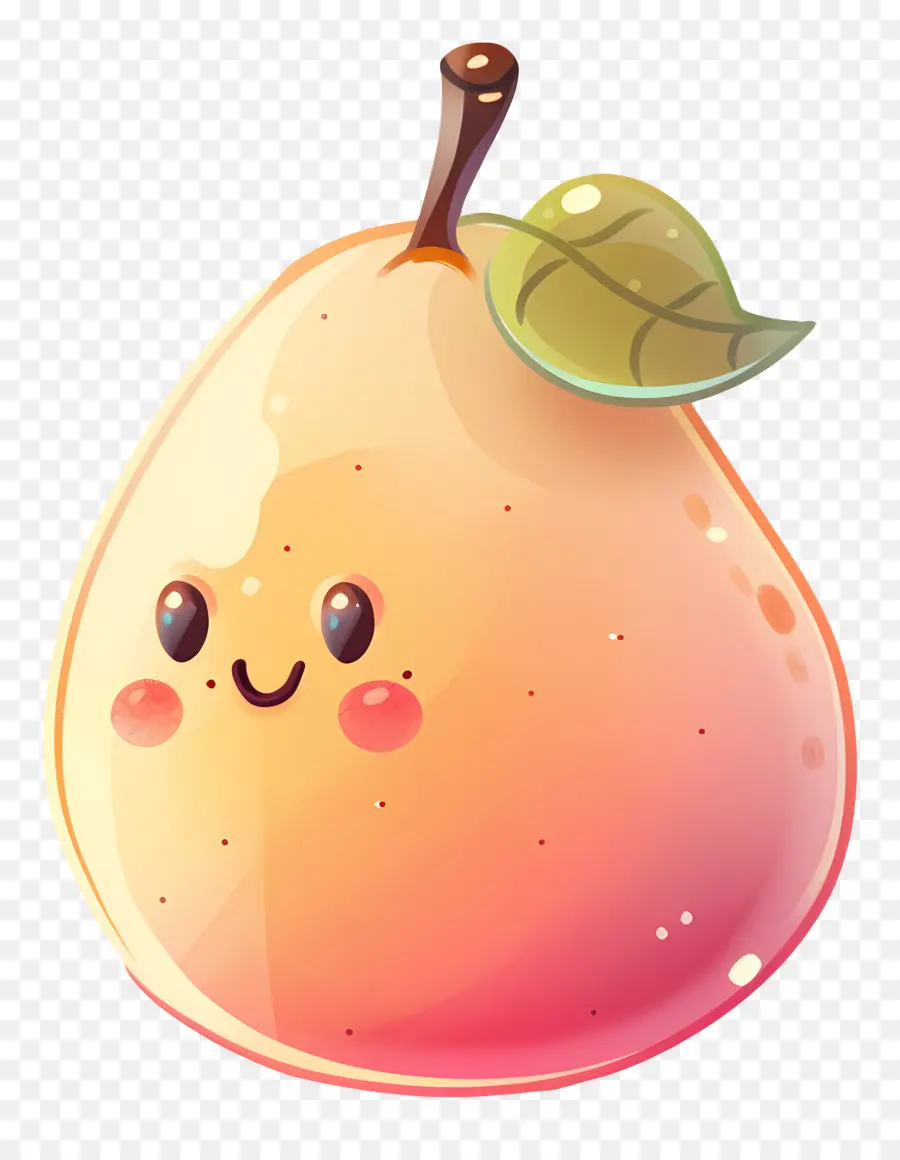 Poire De Dessin Animé，Pêche Souriante PNG