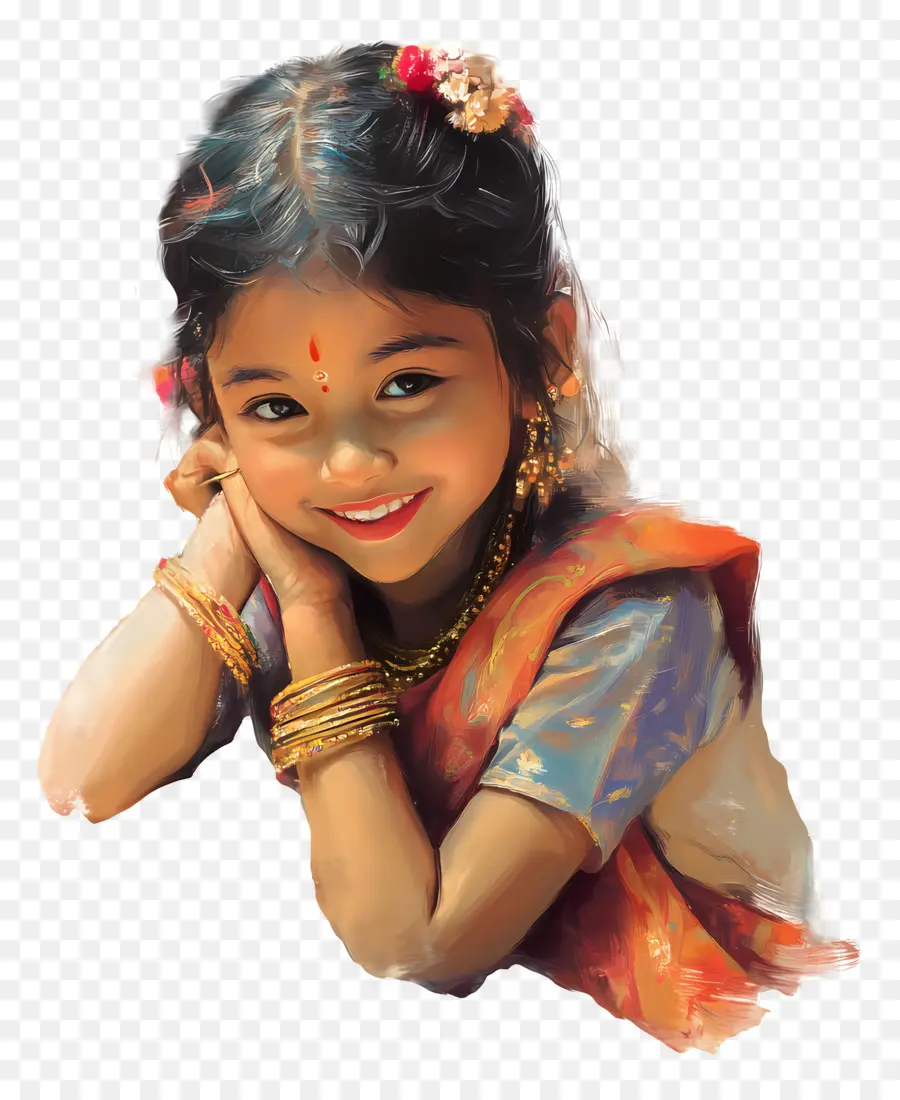 Joyeux Bihu，Fille Souriante PNG