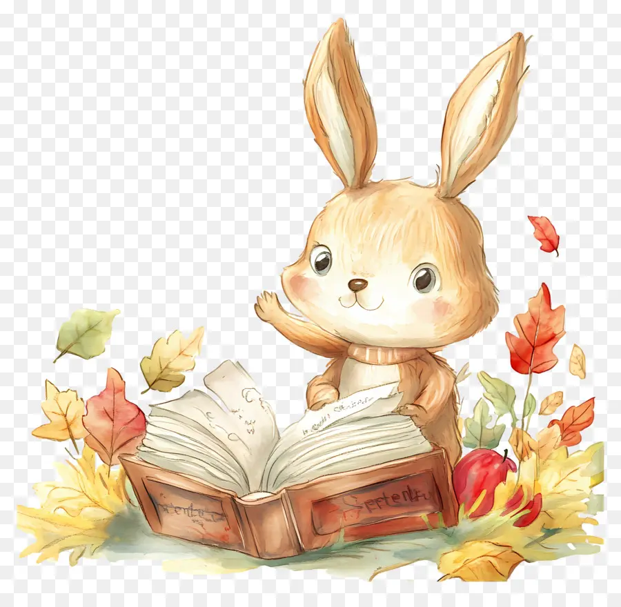 Salut Septembre，Lapin De Lecture PNG