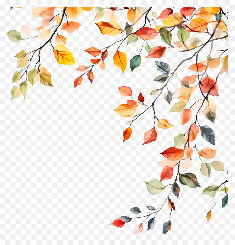 L'automne Commence，Feuilles Colorées PNG