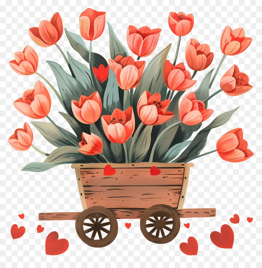 Tulipes，Tulipes Dans Le Panier PNG