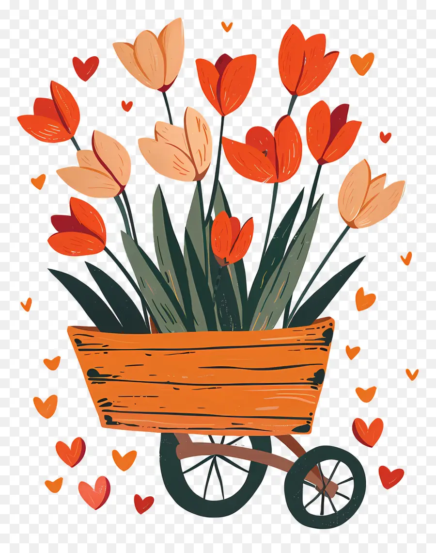 Tulipes，Chariot De Fleurs PNG