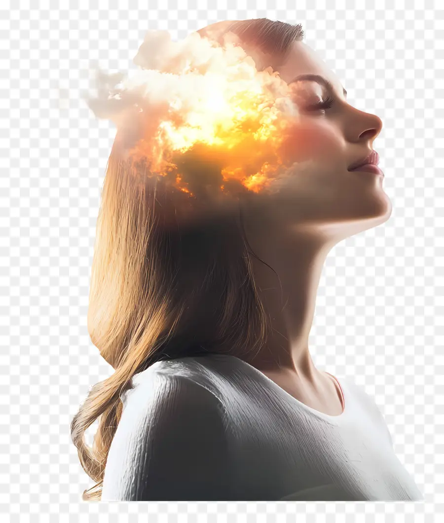 Pensée Positive，Femme Avec Explosion PNG