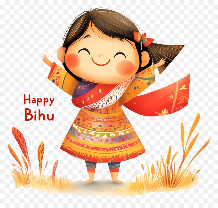 Joyeux Bihu，Fille Heureuse PNG