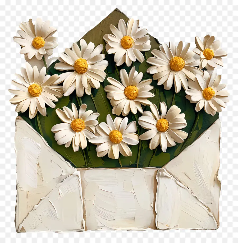 Enveloppe De Marguerites，Marguerites Dans Une Enveloppe PNG