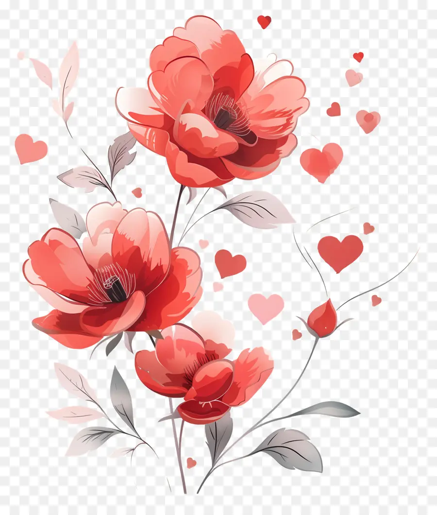 Fleurs De Pivoine，Fleurs Rouges PNG