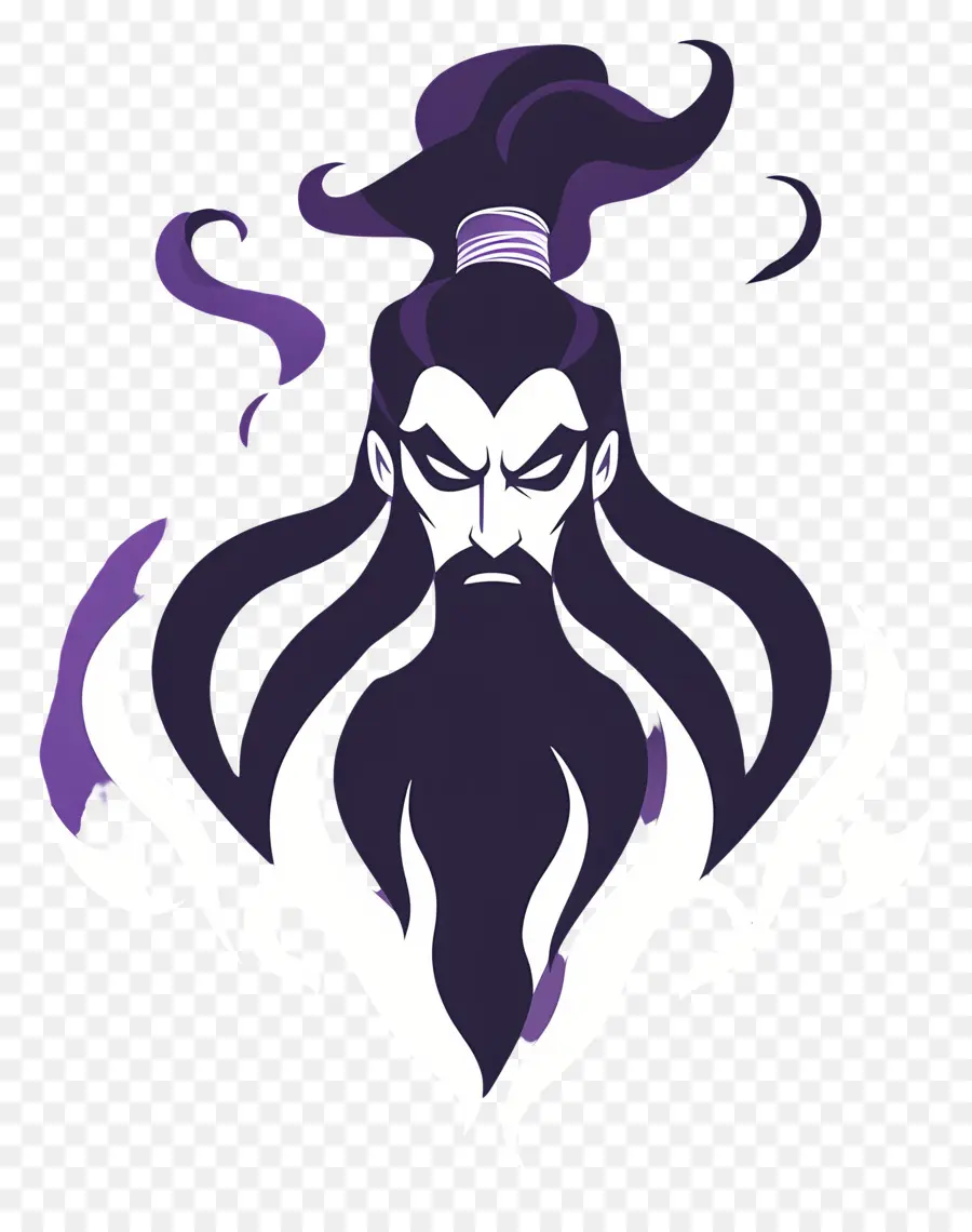 Violet，Visage Violet Avec Une Longue Barbe PNG