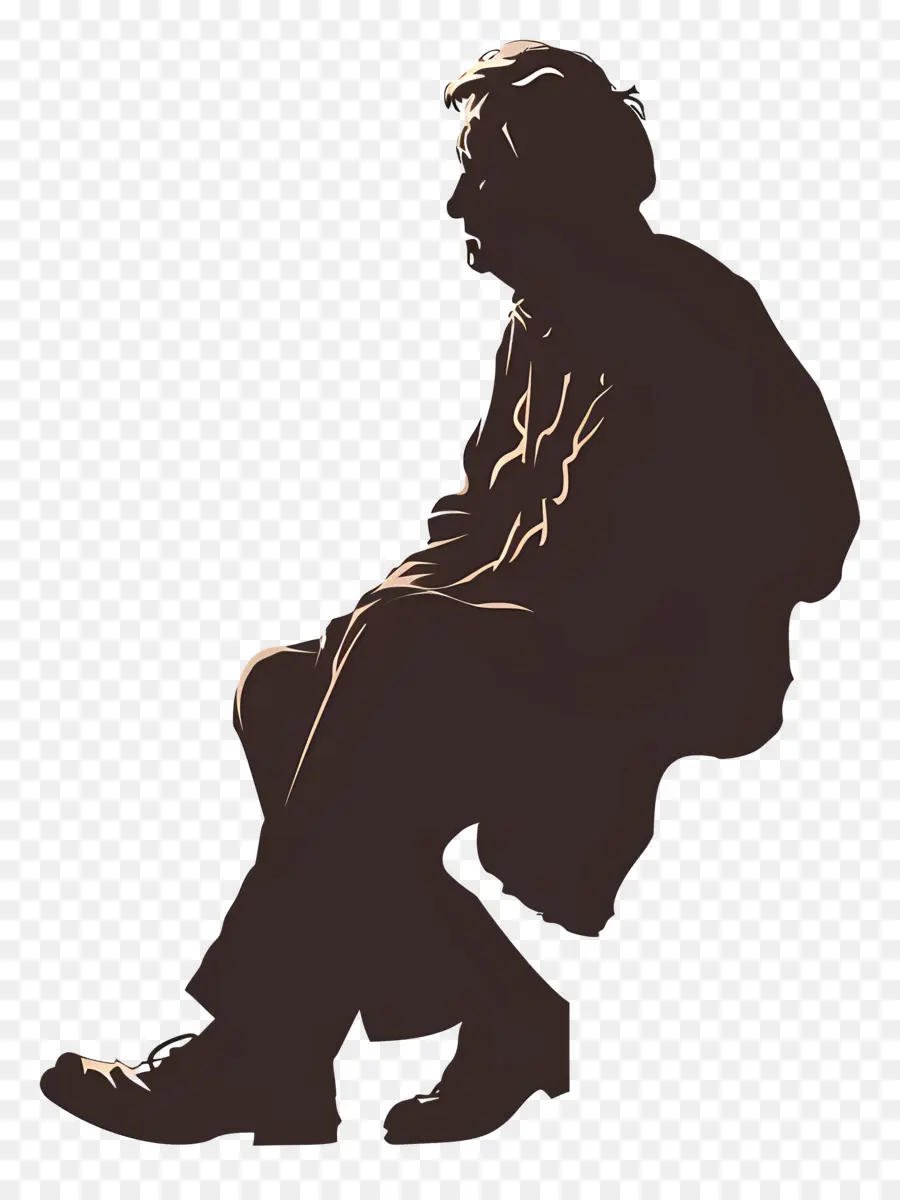 Silhouette De Vieil Homme，Silhouette PNG