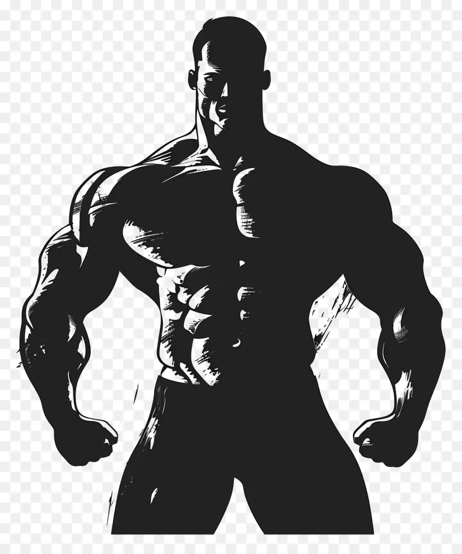 Silhouette D'homme Fort，Homme Musclé PNG