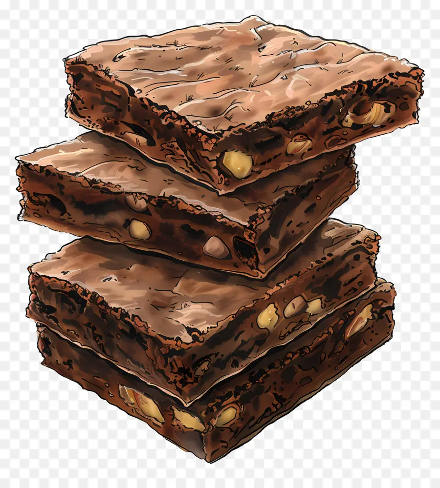 Pile De Brownies，Brownies Aux Noix PNG