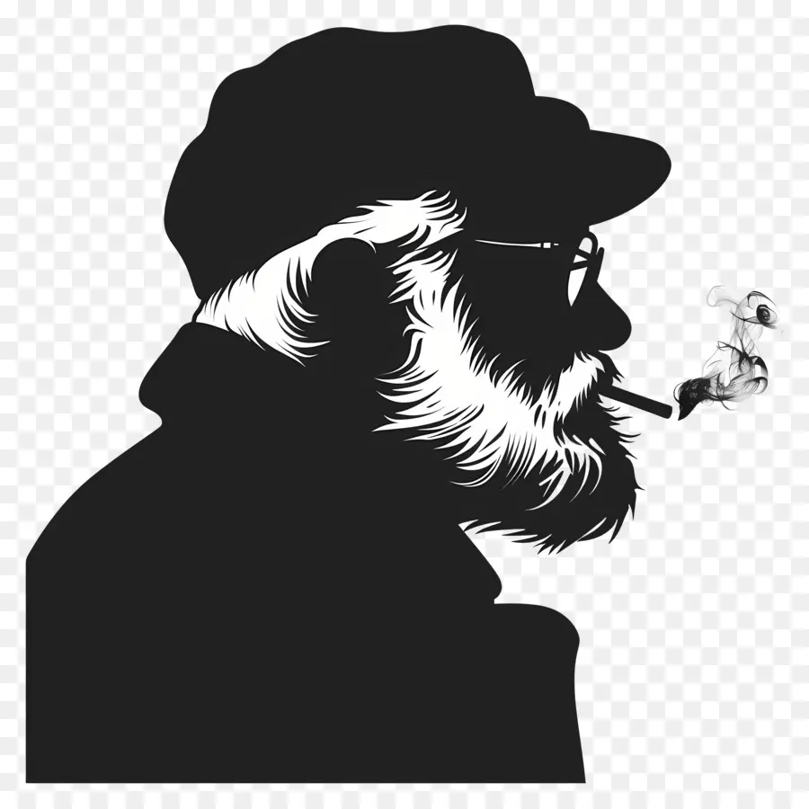 Silhouette De Vieil Homme，Homme Avec Une Pipe PNG