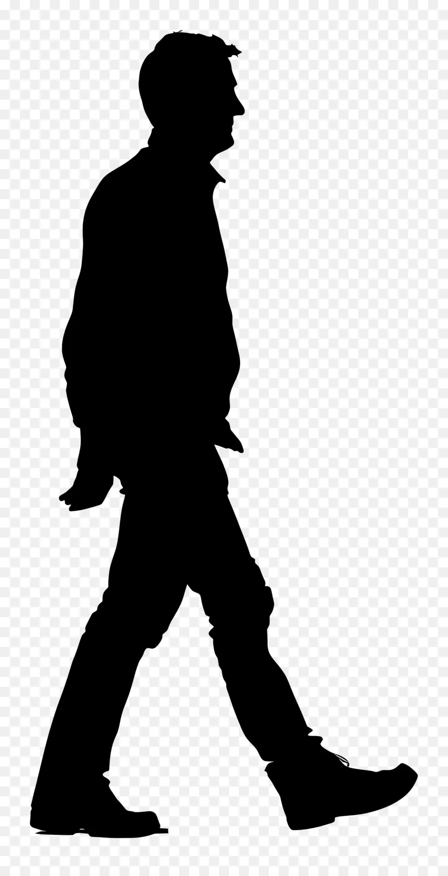 Silhouette D'homme Qui Marche，Silhouette PNG