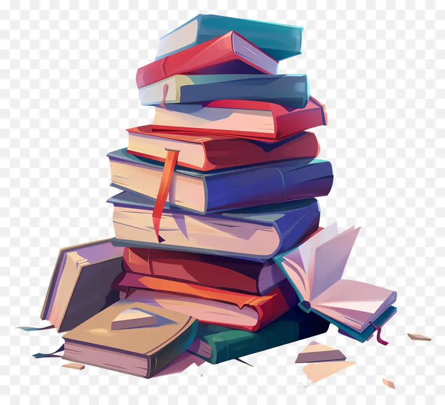 Livres Animés，Pile De Livres PNG