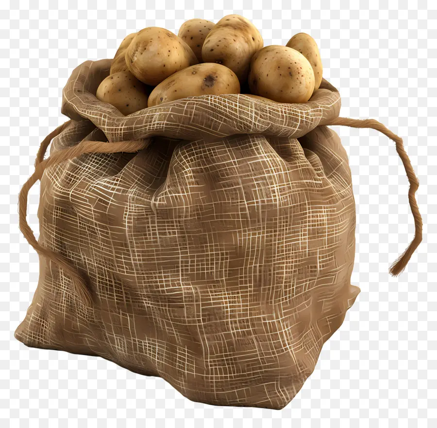 Pommes De Terre Dans Un Sac En Toile De Jute，Pommes De Terre Dans Un Sac PNG