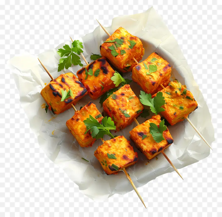 Paner Tikka，Brochettes Grillées PNG