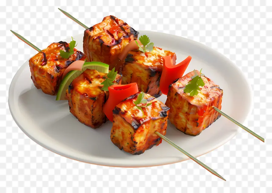 Paner Tikka，Brochettes Grillées PNG