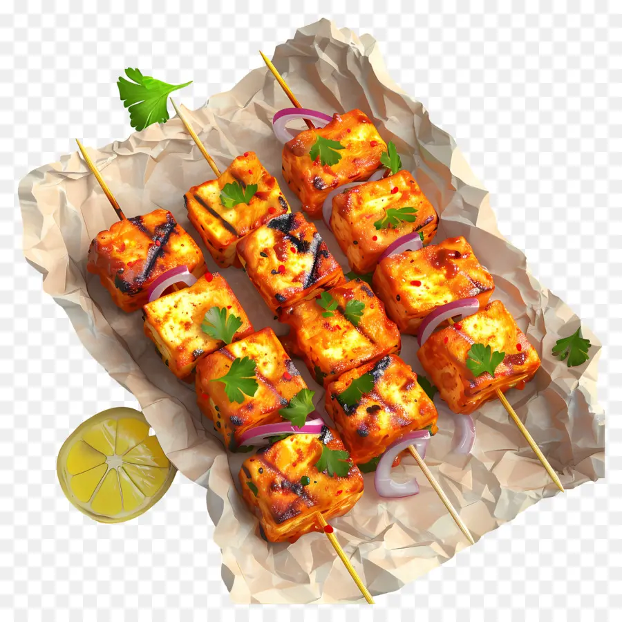 Paner Tikka，Brochettes Grillées PNG