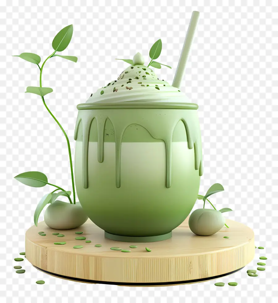 Boisson Au Matcha，Smoothie Vert PNG