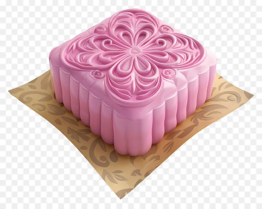 Gâteau De Lune Carré，Gâteau De Lune Rose PNG