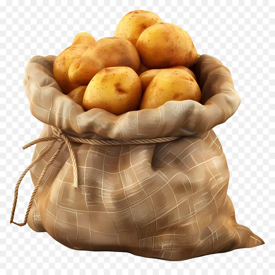 Pommes De Terre Dans Un Sac En Toile De Jute，Pommes De Terre Dans Un Sac PNG